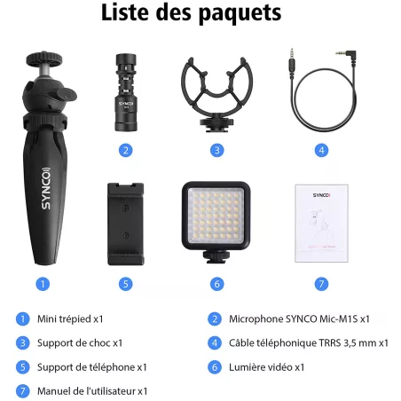 Kit Vlogger SYNCO 2: Créez des Vidéos Pro avec Microphone & Lumière LED pour Smartphone!